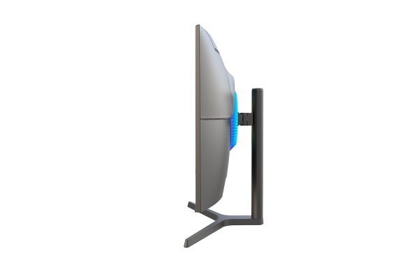 Perfil del monitor NPC 32" QHD mostrando el grosor y el pivote