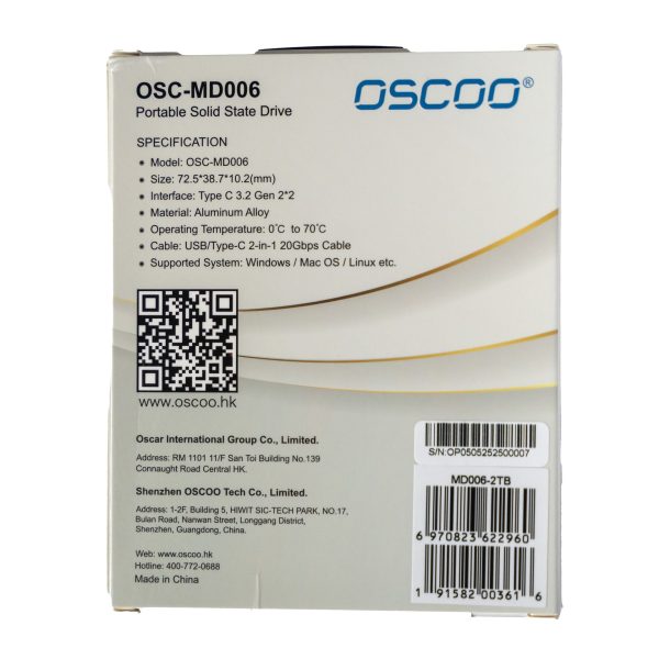 Puerto USB-C del SSD Oscoo MD006
